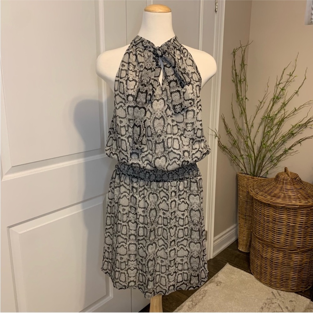 Stella & Dot Snakeskin Print Halter Mini Dress